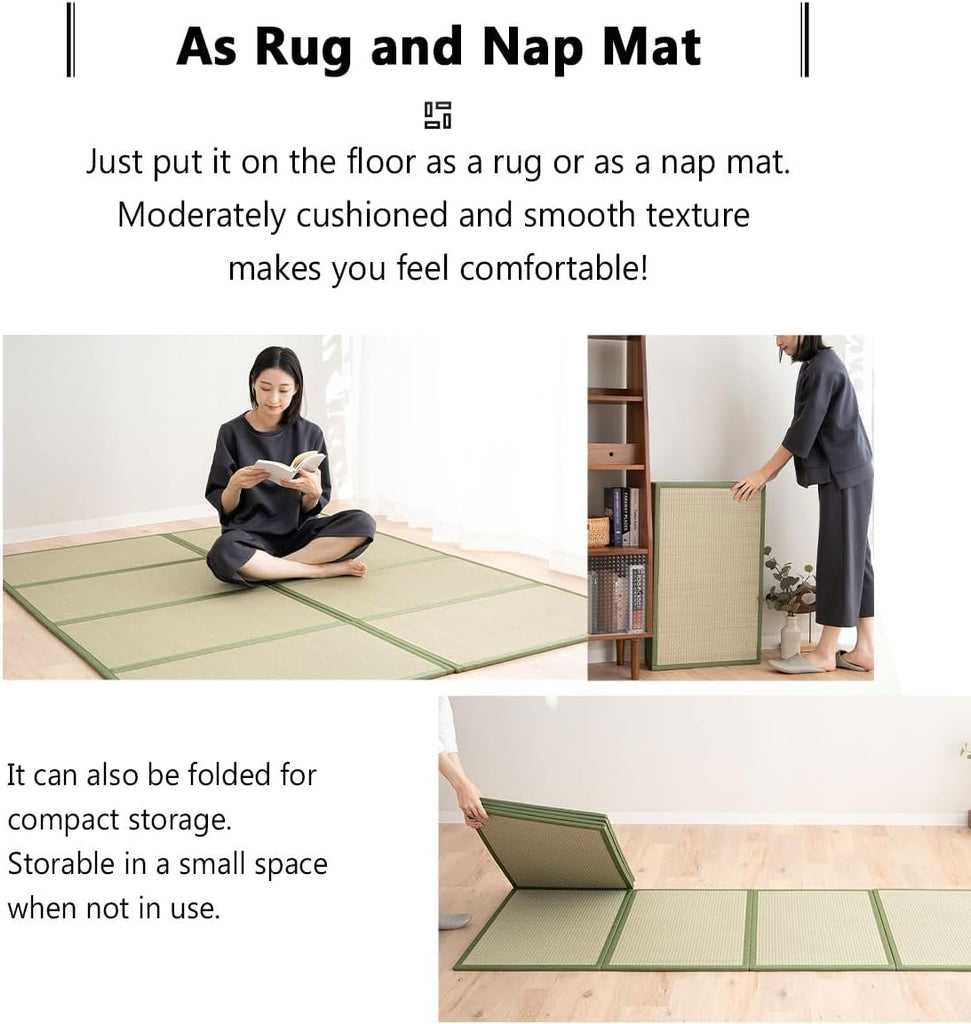 Japanese Tatami Mat Natural Rush Grass (Undyed), Foldable Igusa Mattress Floor Sleeping Japanese Futon Mattress