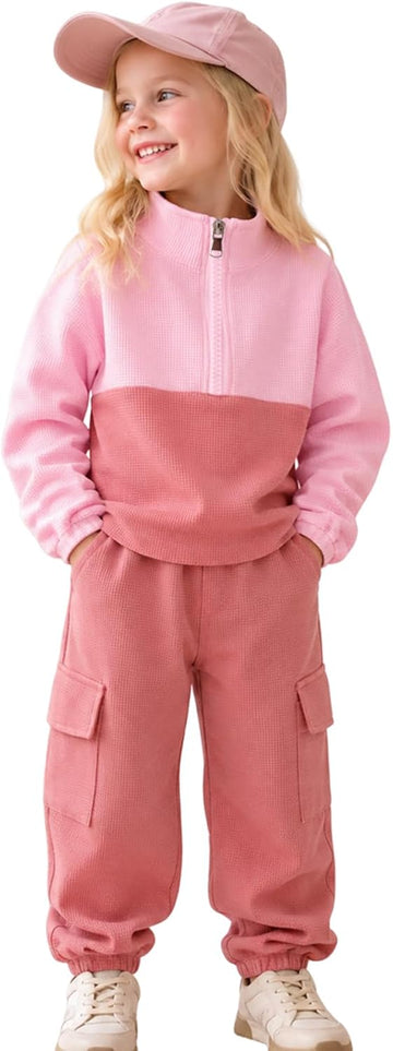 Toddler Girl Clothes Fall Outfit Waffle Sweatshirt Pants Set