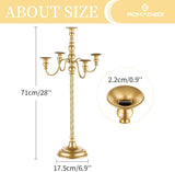 Candelabra Gold Candle Stand: 28" Tall 5-Branch Candlestick Holderoliday Event Reception Decoration,2Pcs