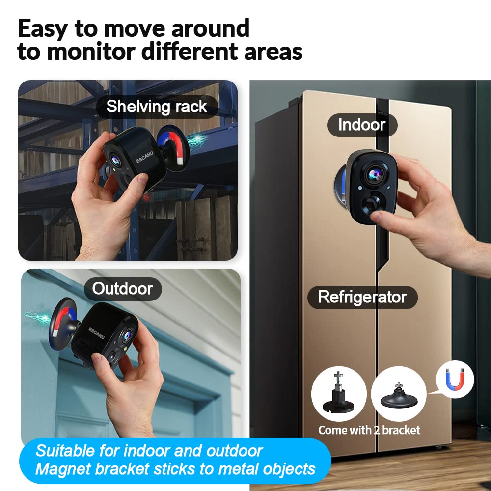 Wireless Outdoor Security Camera Battery Rechargeable, WiFi AI Motion Detection Camera Security with 2-Way Audio, Night