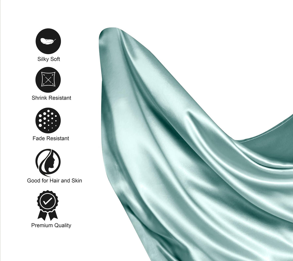 Silk like Satin Sheets, California King Size Bed Sheet Set, Aqua, 4 Piece