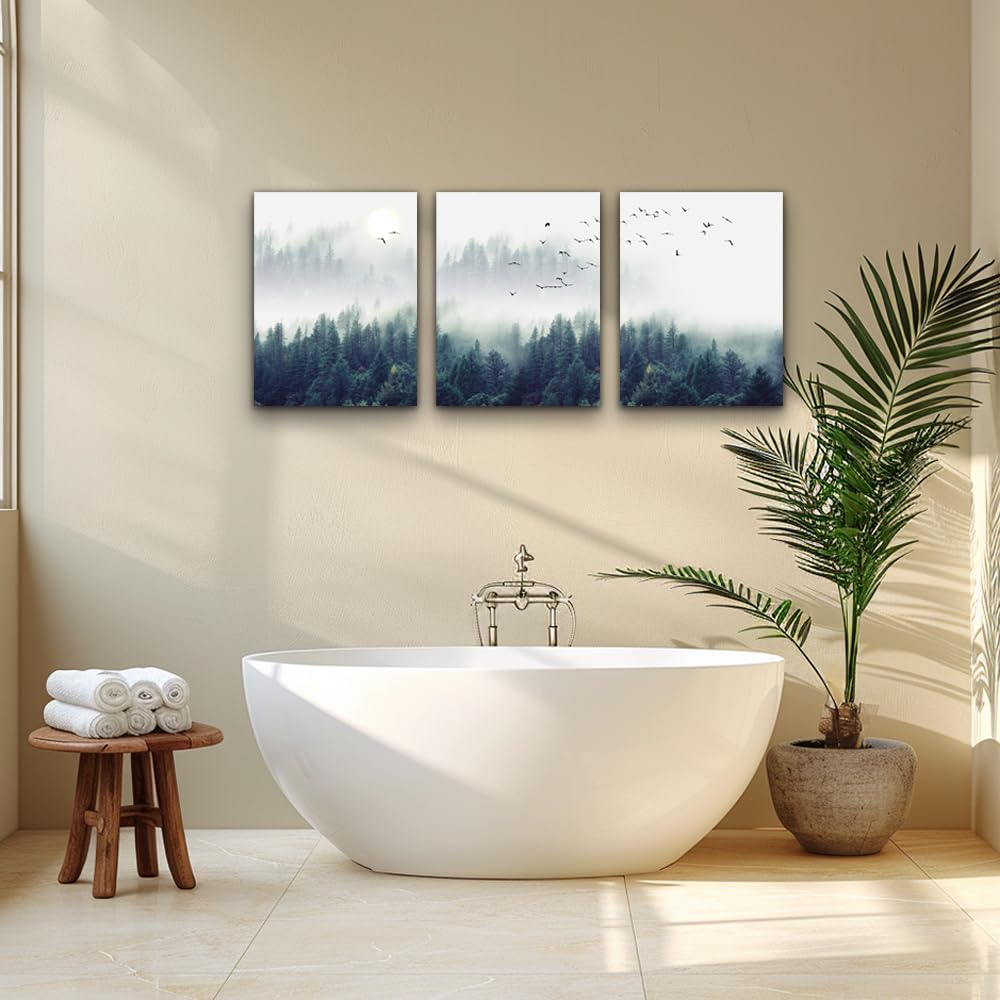 Large Forest Canvas Wall Art Pine Tree Artwork Painting 16 x 24 In