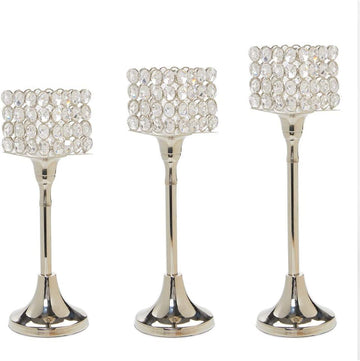 Crystal Candle Holders Set of 3 (Hurricane Set)