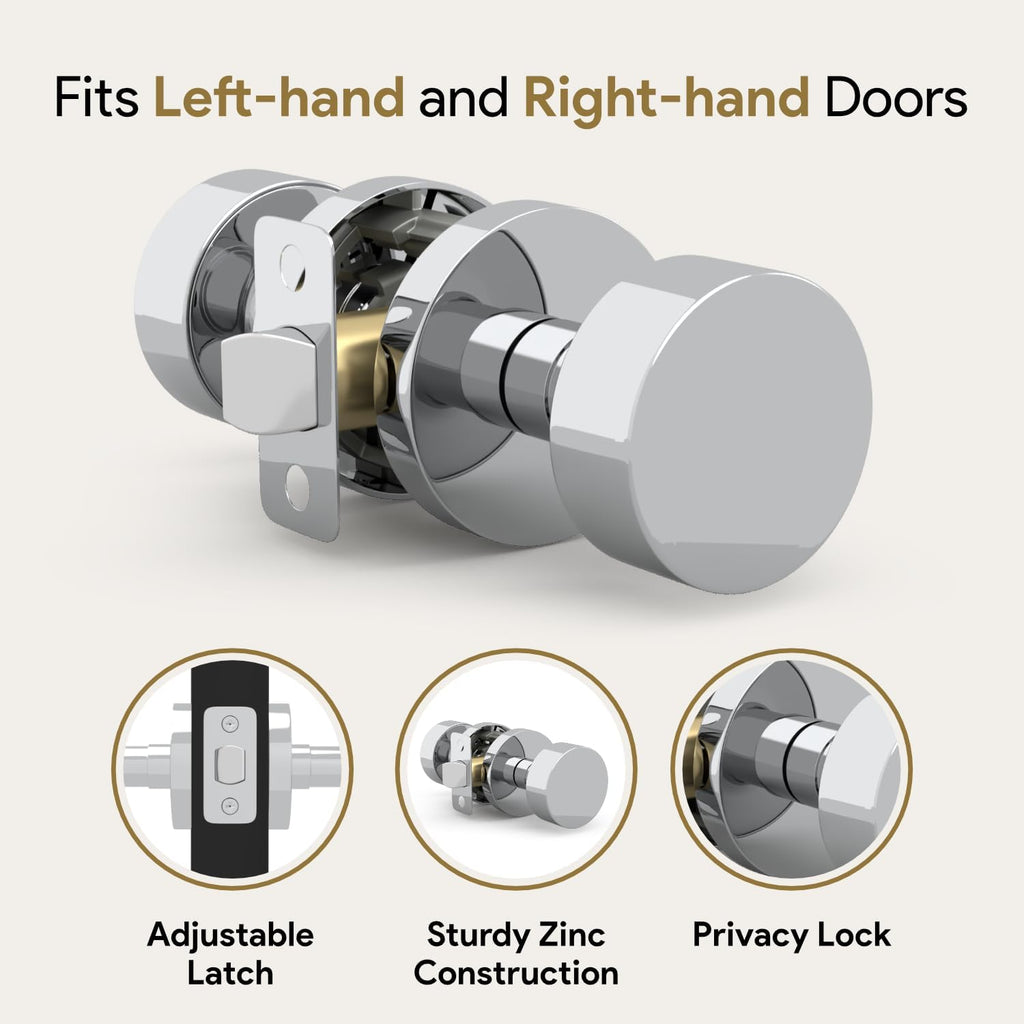 Buena Passage Door Knob Chrome (1-Pack) - Hallway No Lock