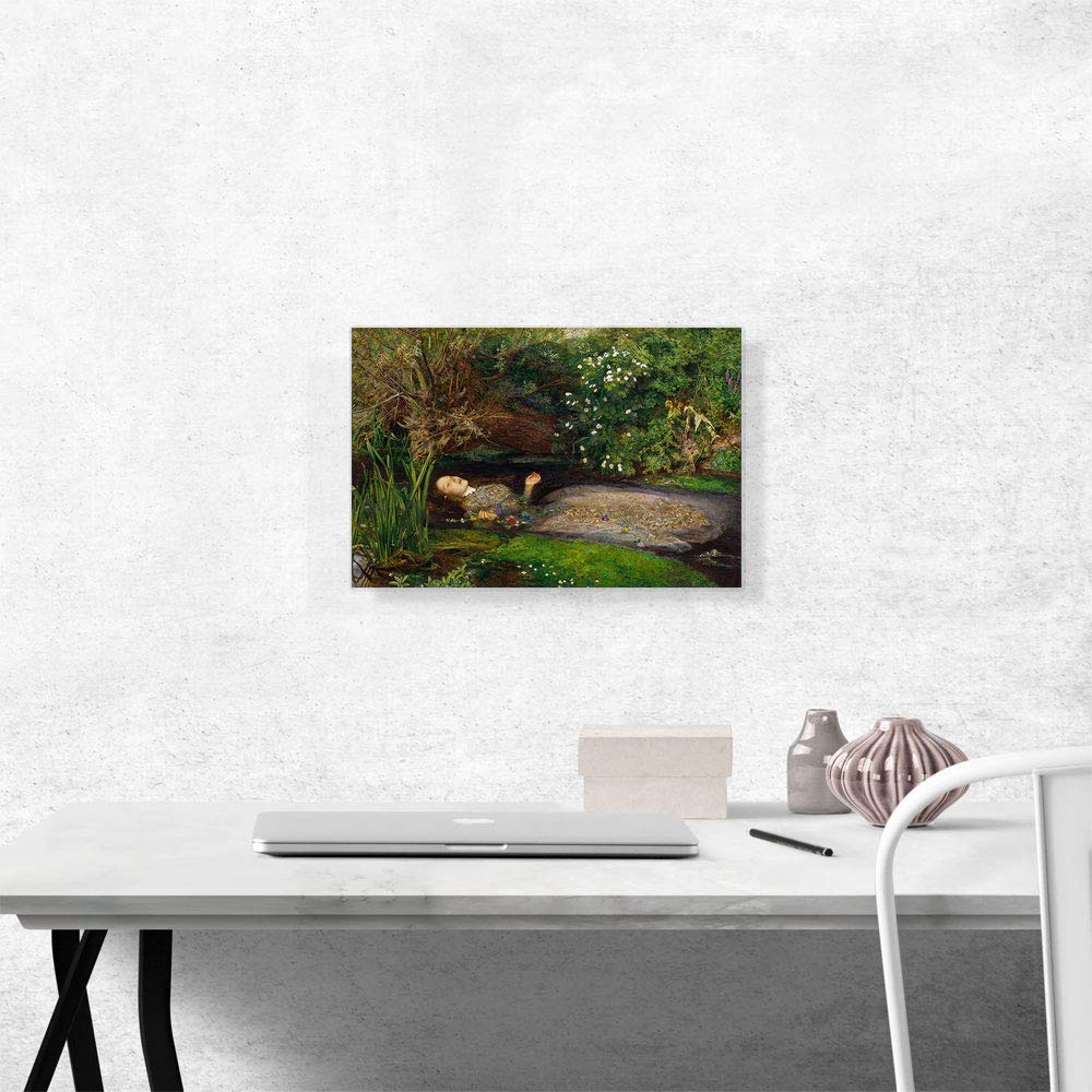 Ophelia 1851 Canvas Art Print Stretched Framed Painting Picture Poster Giclee Wall Decor by John Everett Millais