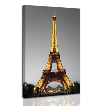 Paris Cityscape Canvas Wall Eiffel Tower at Night Canvas Picture Giclee Print Gallery Wrap Modern Home Decor Framed