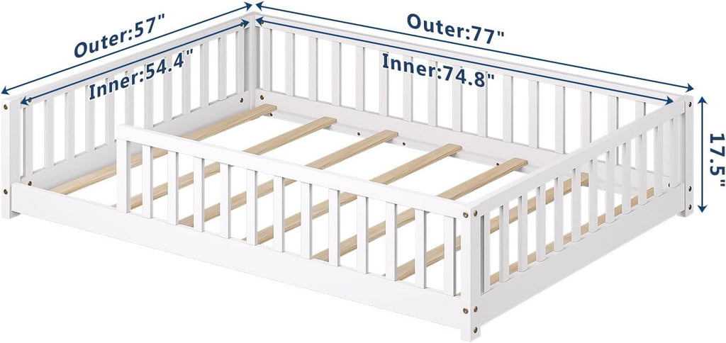 Montessori Floor Bed with Rails