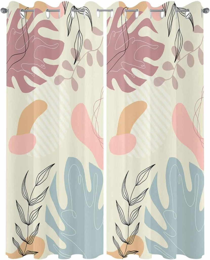 Outdoor Curtains Waterproof, Bohemian Tropical Plant Privacy Screen Outdoor Front Porch Decor, Grommet Outside