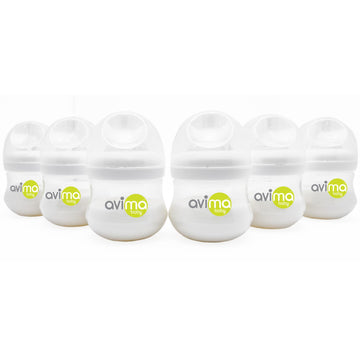 4 oz Anti Colic Baby Bottles with Slow Flow Nipples. 0-3M (Set of 6)