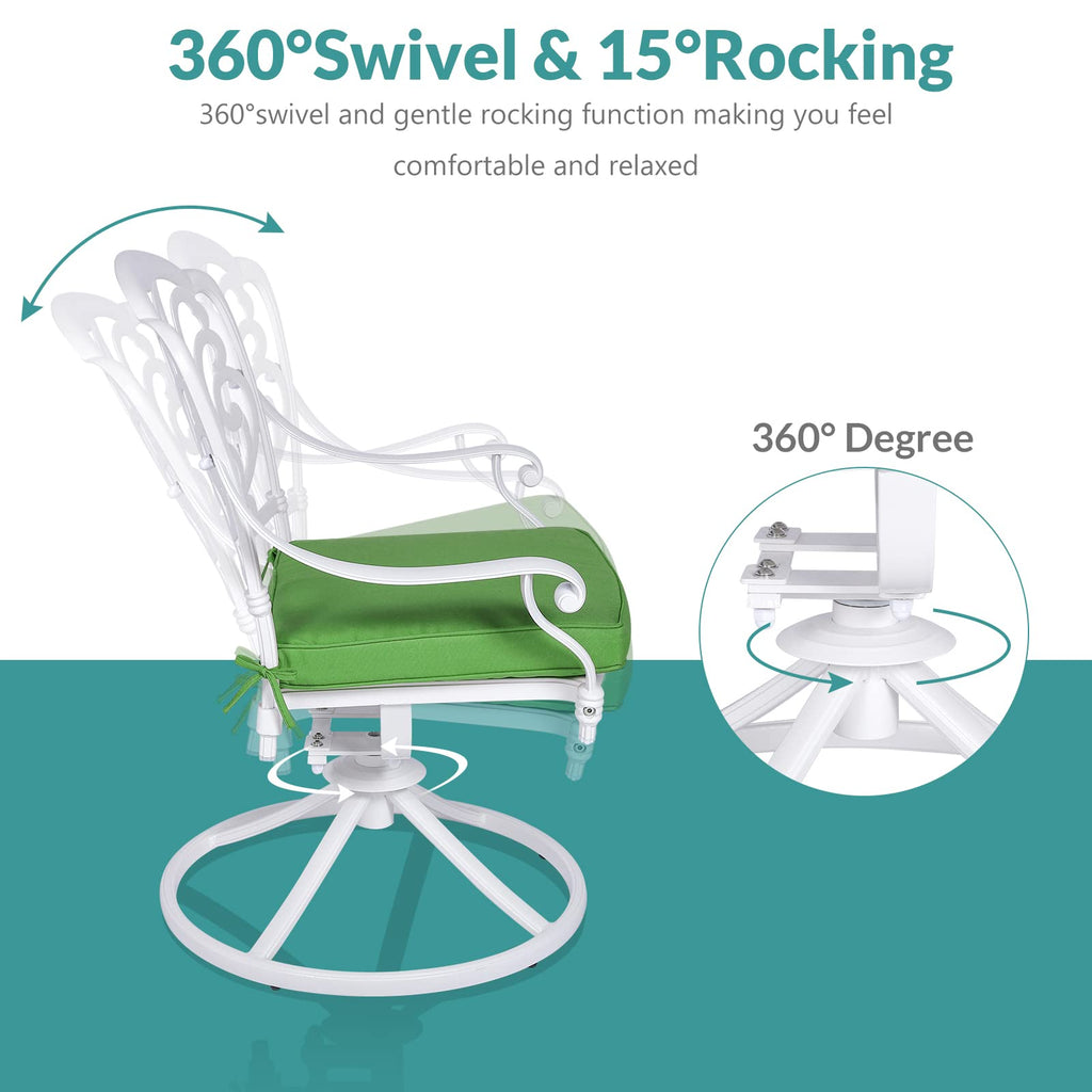 2 Piece Patio Dinning Swivel Chairs Rocker, Outdoor All-Weather Cast Aluminum Chairs, Patio Bistro Dining Chair Set