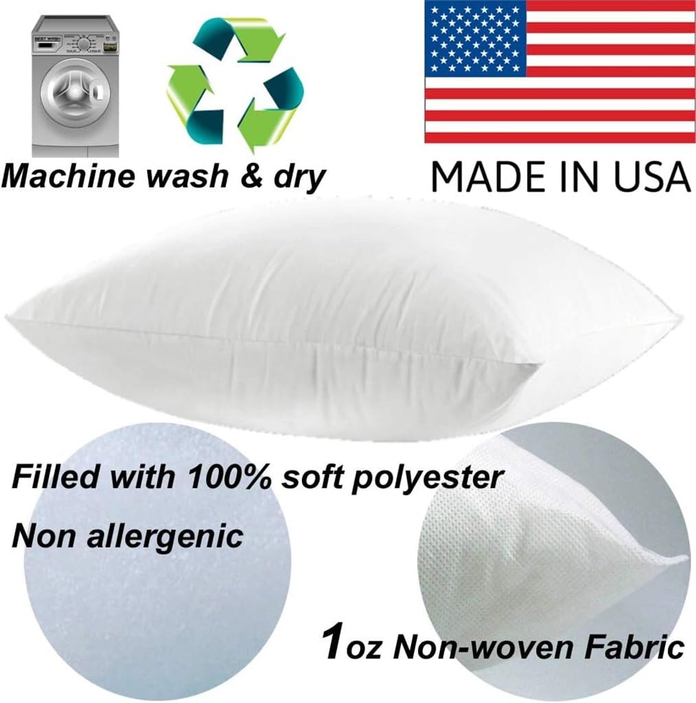 2 Pack Pillow Insert 26x26 Hypoallergenic Square Form Sham Stuffer Standard White Polyester Decorative Euro Throw