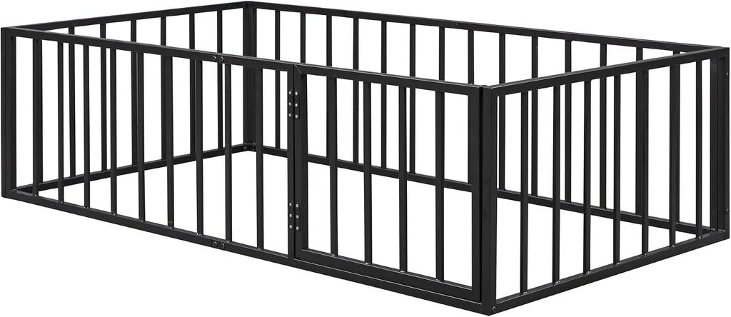 Twin Floor Bed with Fence and Door