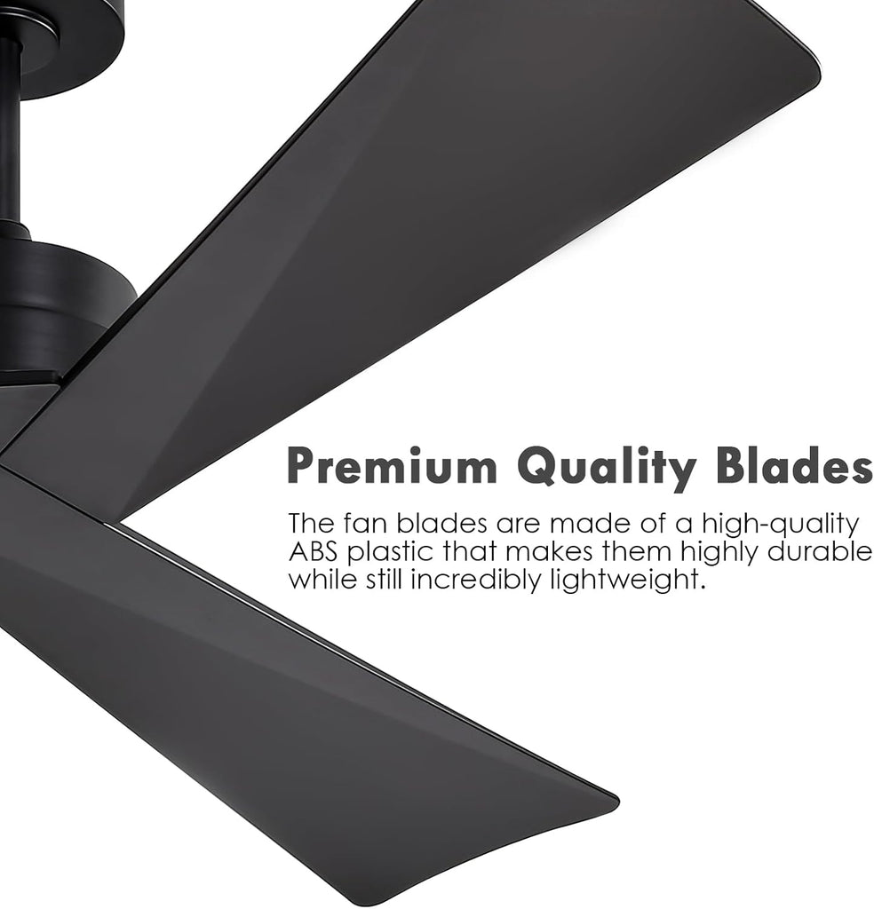 Inspired Adler Style 52" DC Ceiling Fan Without Light, 3 Sculpted ABS Blades, 6-Speed Remote - Matte Black