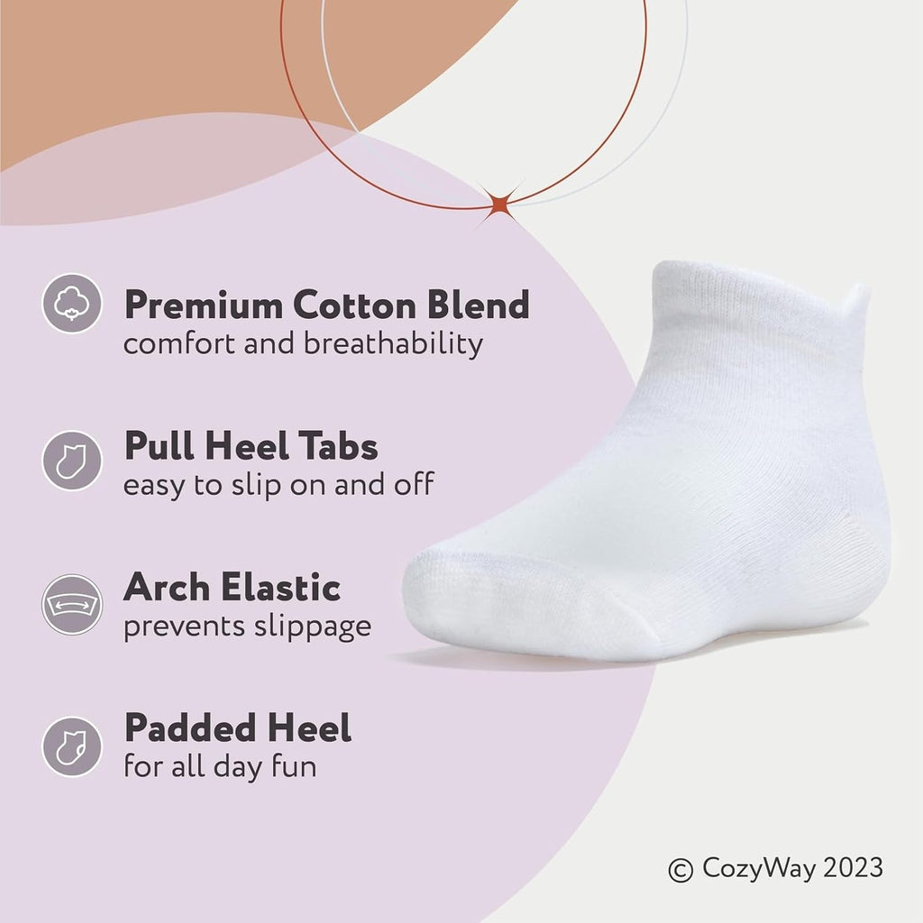 Baby & Toddler Socks Ankle Comfy Cotton Socks For Girls and Boys No Show Infant - 12 Pack