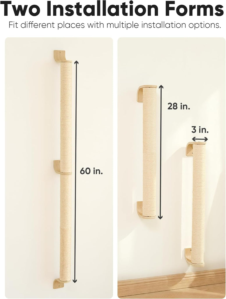 Cat Wall Scratcher, 60" Tall Kitten Scratching Post