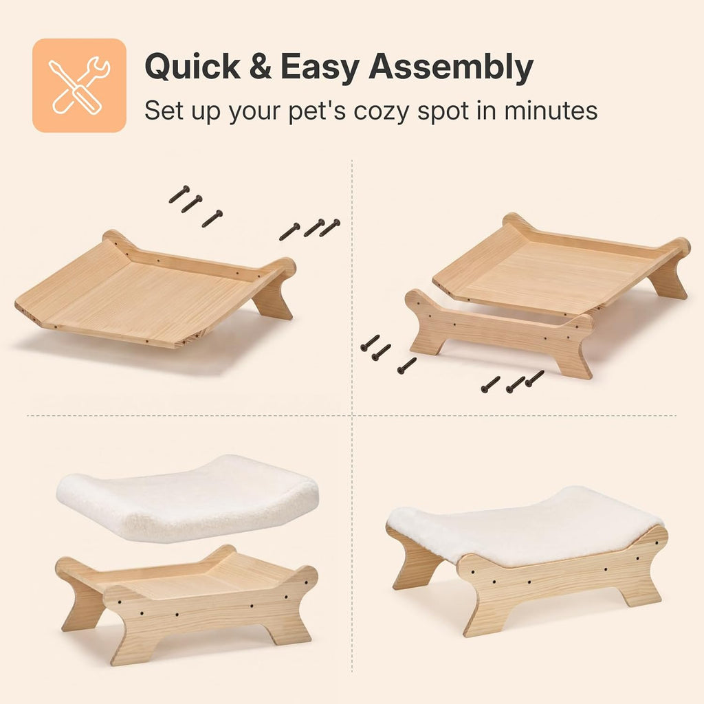 Elevated Cat Bed, Raised Cat Hammock Bed for Cats and Small Dogs