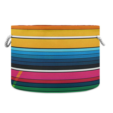 Large Storage Basket Cotton Rope Basket Mexican Serape Blanket Stripes Colorful Baby Laundry Basket for Blankets Toys