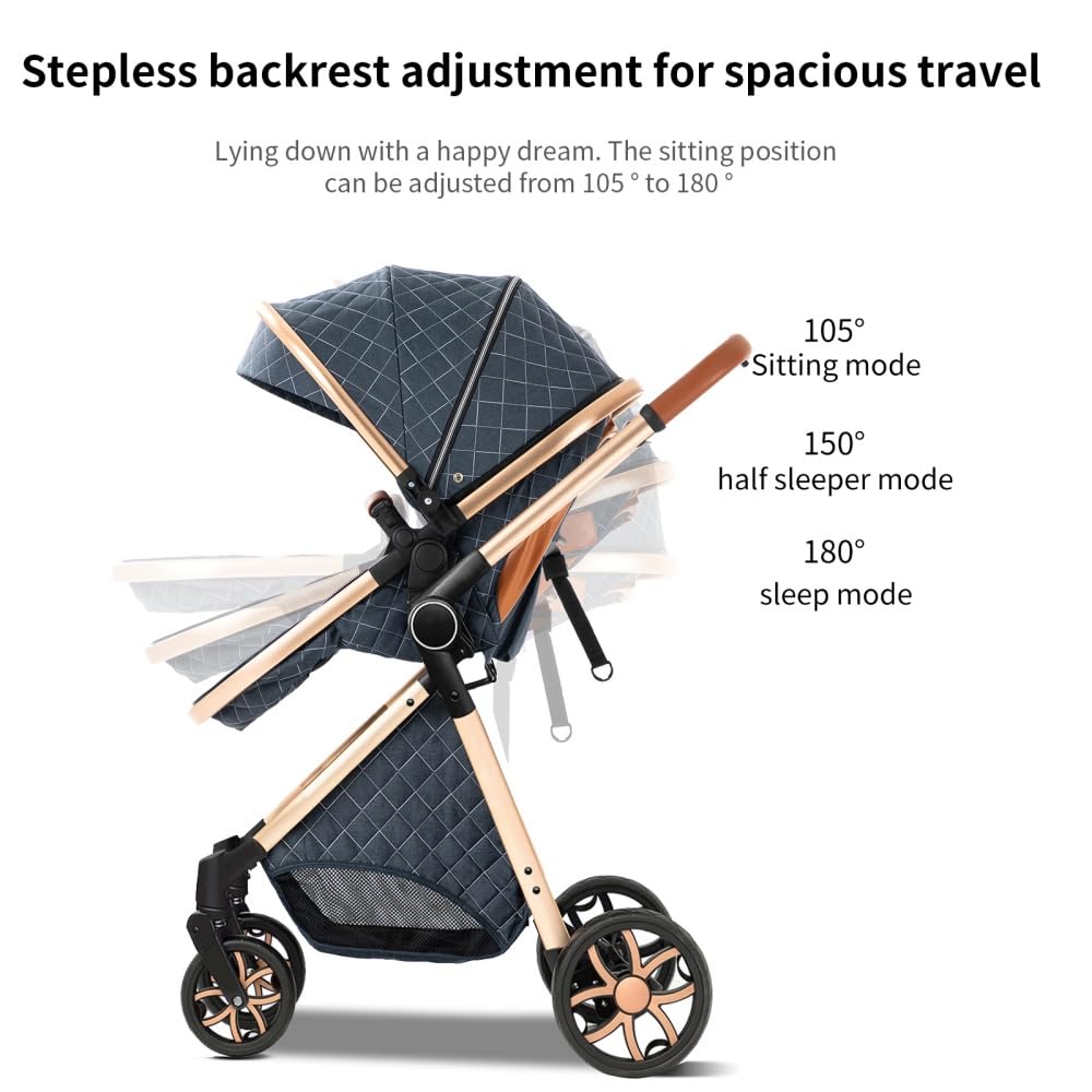 2 in 1 High View Convertible Baby Stroller,White