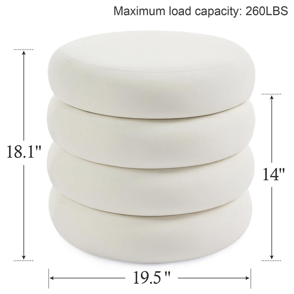 19.5" Storage Ottoman Round, Vanity Stools Ottoman for Console Table, Ottoman Stool for Girls Women, Foot Stool