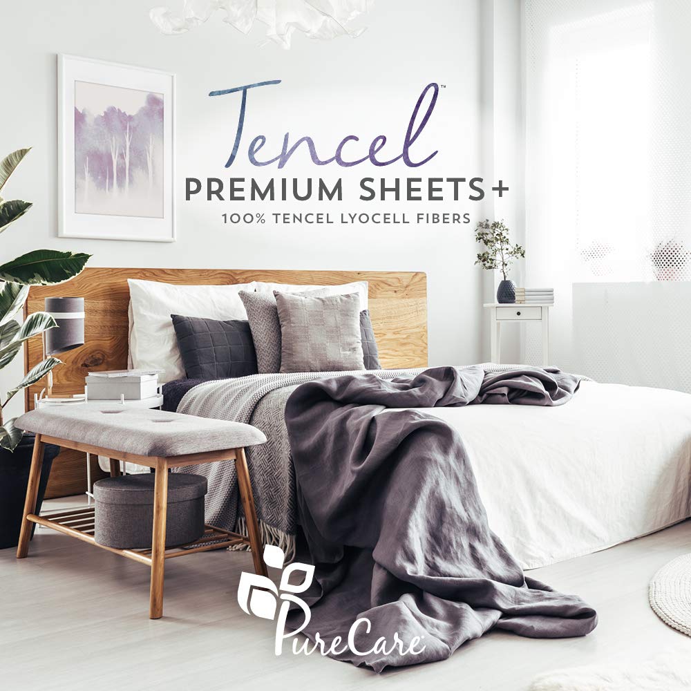 Elements Cool Touch Sheet Set Featuring 100% Tencel, Precision-Fit Corners & enveloping Pillowcases, Queen, Dove Gray