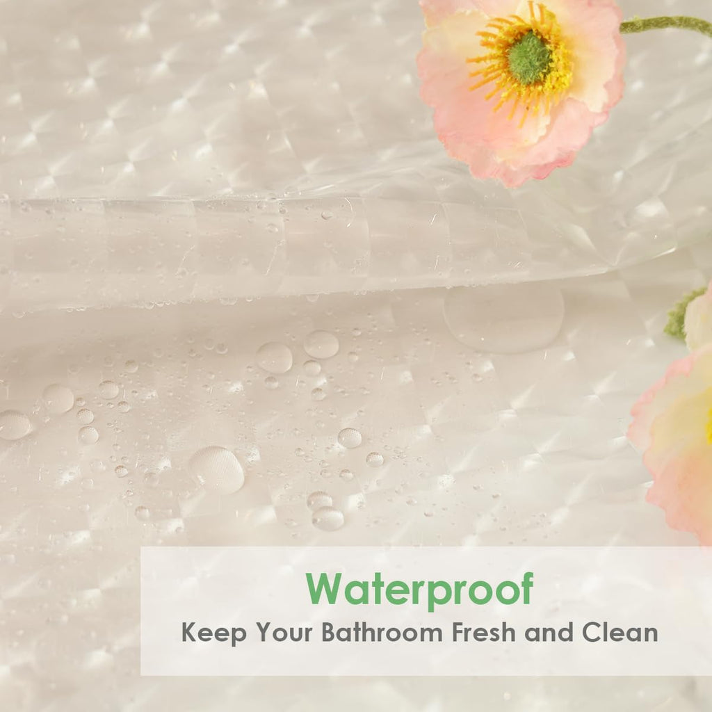 Short Shower Curtain Liner 54 Inch Length, 8G Heavy Duty EVA Plastic Bathroom Shower Liners for Walk in tub with 3