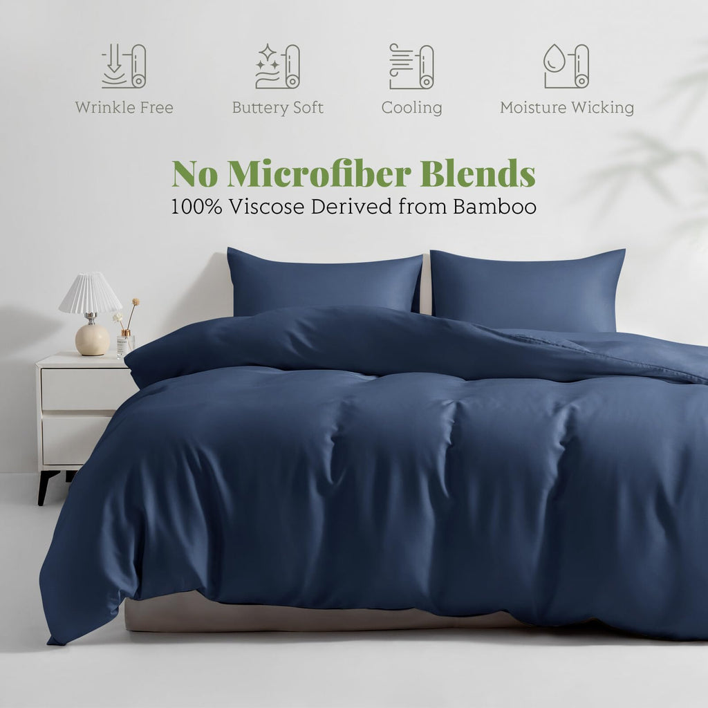 Cooling Duvet Cover Set Full/Queen for Hot Sleepers | 100% Viscose Derived from Bamboo | Silky Soft & Breathable | 3