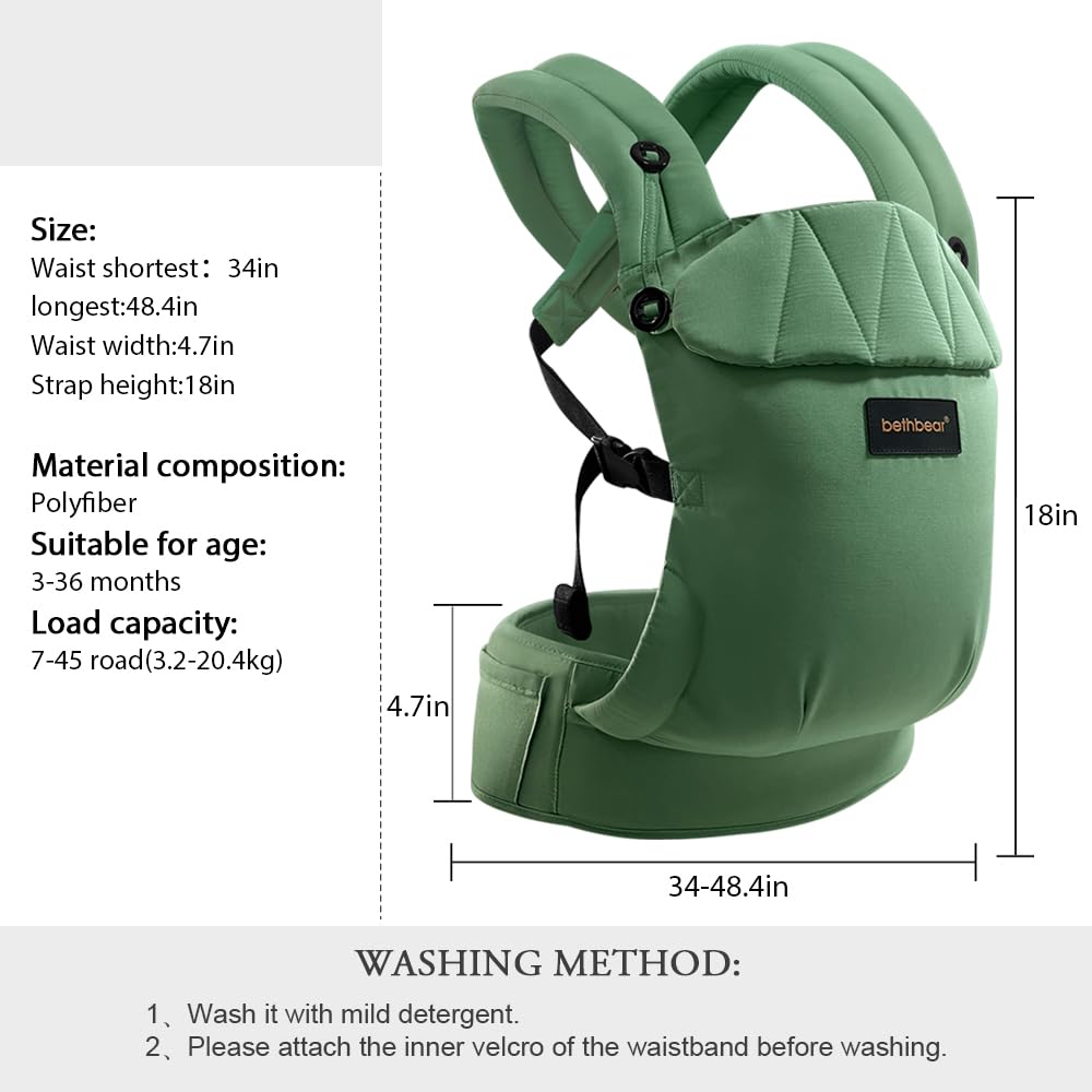 Carrier Newborn to Toddler 7-45 lbs with Natural Material, Ergonomic Design,Versatile and Adjustable,Hands Free