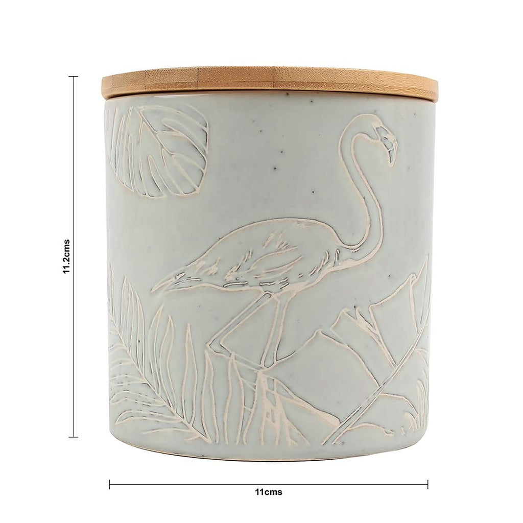 Mint Lawns Ceramic Storage Jar -Mint Green Kitchen Storage Jar, Wooden lid, Modern Print, Airtight, Dining, Tableware