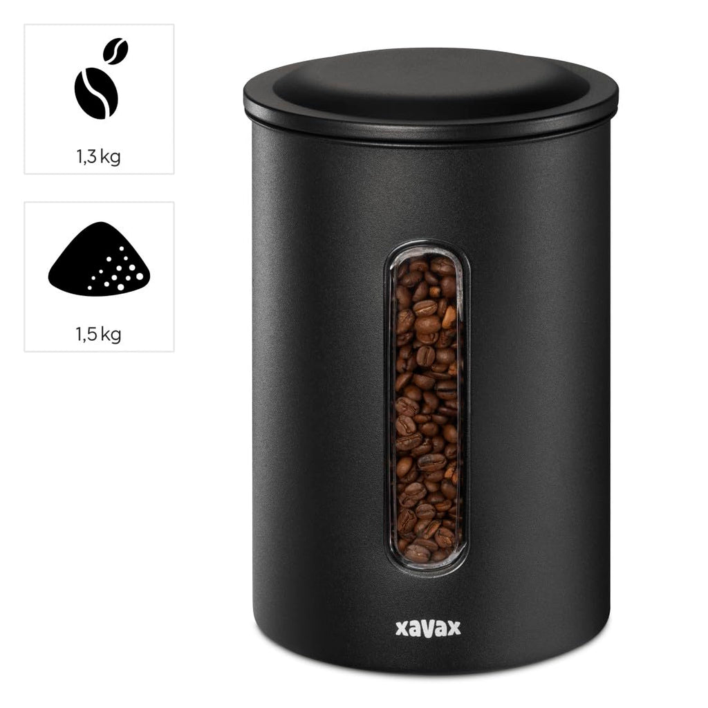 Stainless Steel Coffee Canister (Large Capacity, Over 1kg of Coffee, Suitable for Any Food) Matte Black
