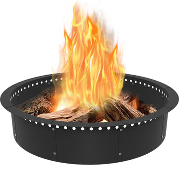 Outdoor Smokeless Fire Pit Ring Liner 43-Inch Outer/39-Inch Inner Diameter, Heavy Duty Solid Metal Steel Round