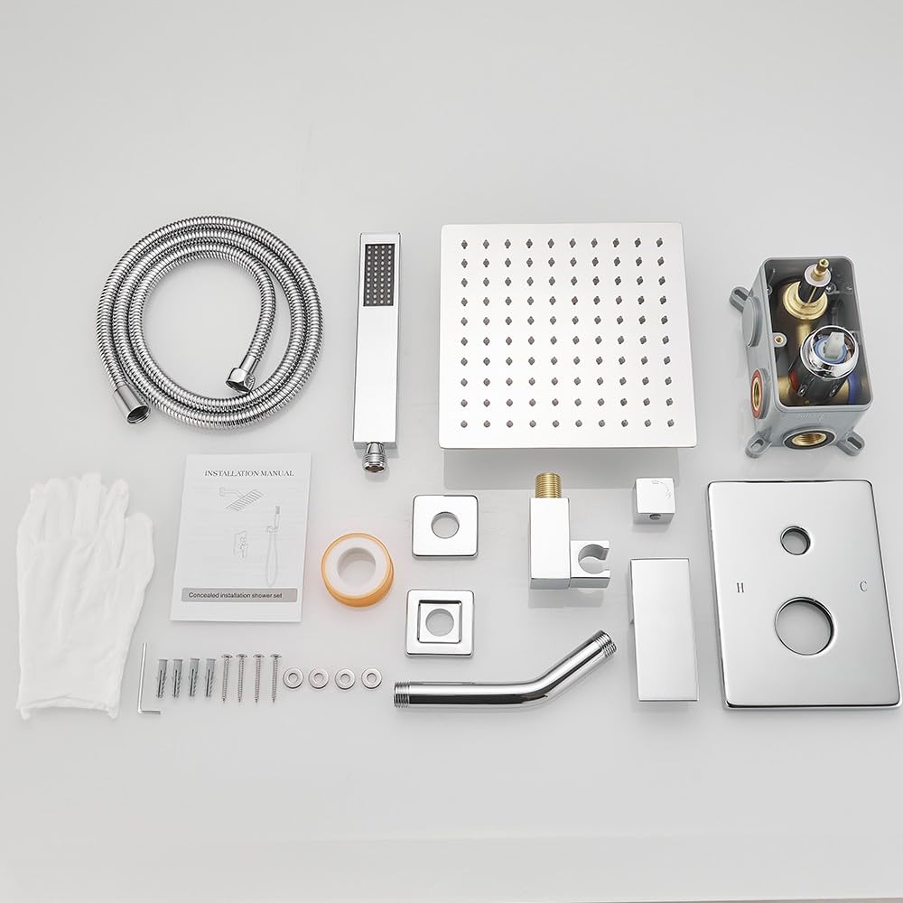 Shower Faucet Set Polished Chrome 8inch shower system with handheld