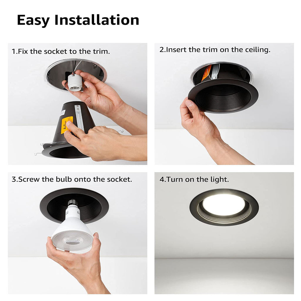 6" Recessed Can Light Trim Self-Flanged, Oil Rubbed Bronze