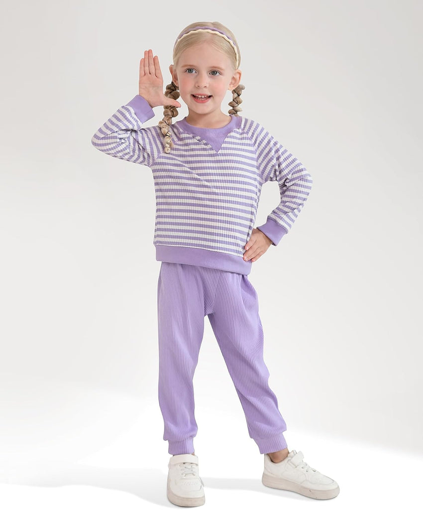 Toddler Baby Girl Clothes Cute Striped Sweatshirt Tops and Pants Set