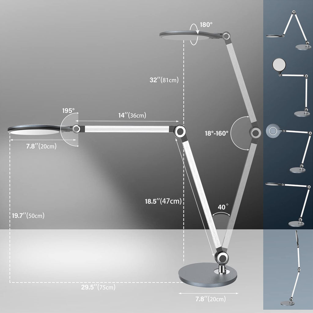 Desk Lamp,Led Architect Desk Lamp,Desk Lamps,Table lamp with Wireless Charger & Adjustable Swing Arm,Touch Control