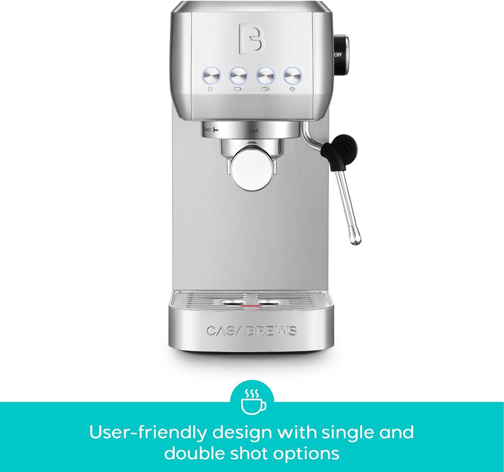 3700 Essential Stainless Steel Espresso Machine with Steam Wand | 20-Bar Italian Pump, Powerful Steam Wand, 43.9oz