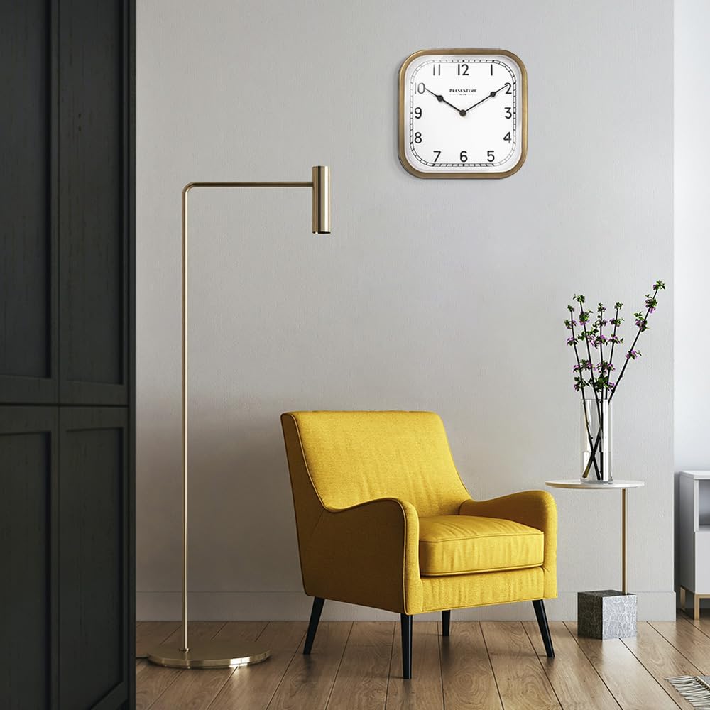 Presentime & Co 10" Anton Vintage Square Clock, Silent No Ticking, Wall & Mantel 2 in 1 Clock, Desk and Shelf Clock