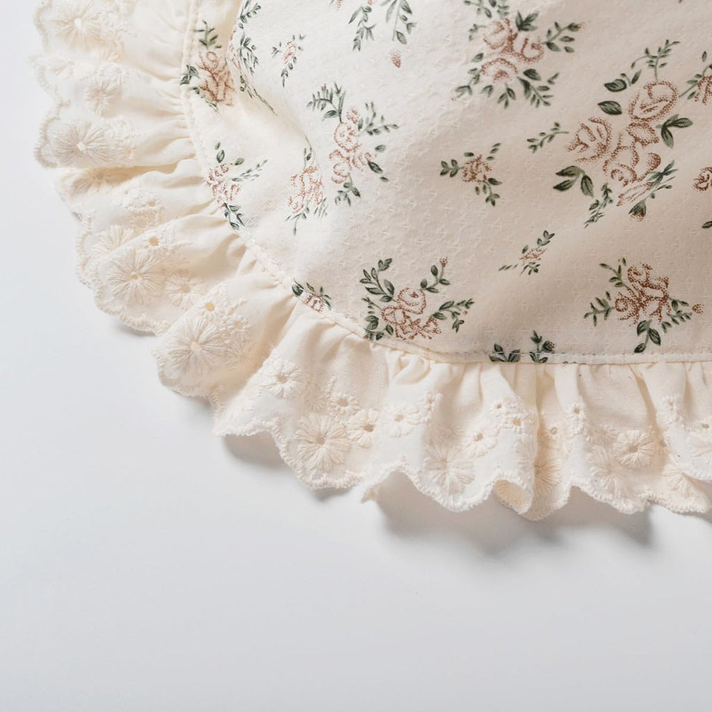 Baby Girls Printed Cotton Bonnet Infant Vintage Flower Lace Sun Protection Hat