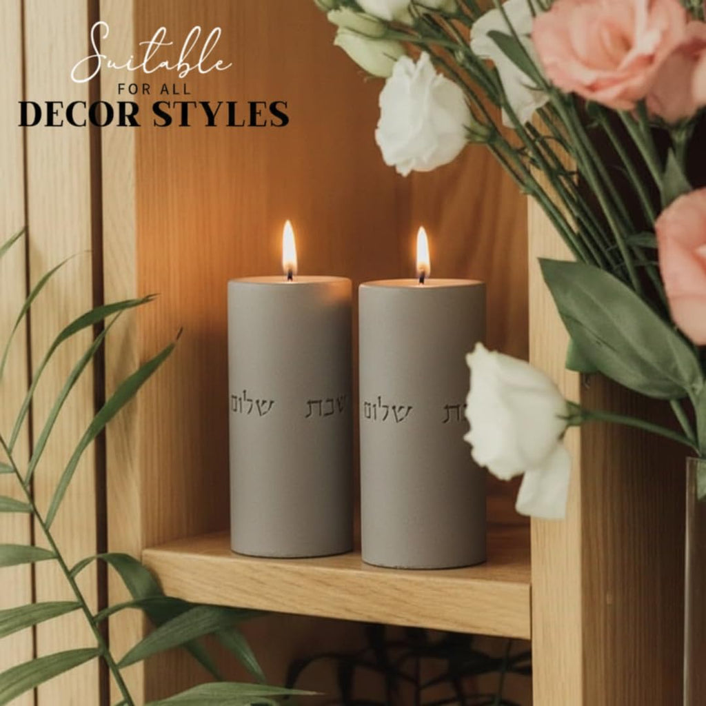 Dripless Concrete Shabbos Candle Holders for Tea Lights, Set of 2