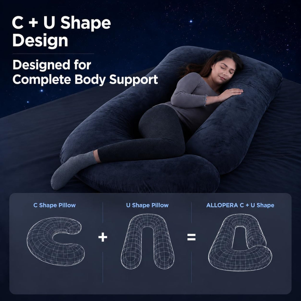 U Shape Pregnancy Pillow - Full Body Maternity Pillow for Sleeping | Side Sleeper Support for Back, Belly, Hip & Leg