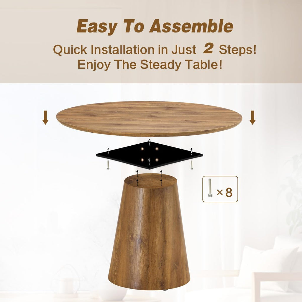 45'' Round Dining Table, Small Round Dining Table, Wood Dinner Table Use for Kitchen, Easy Assemble, Saving Space