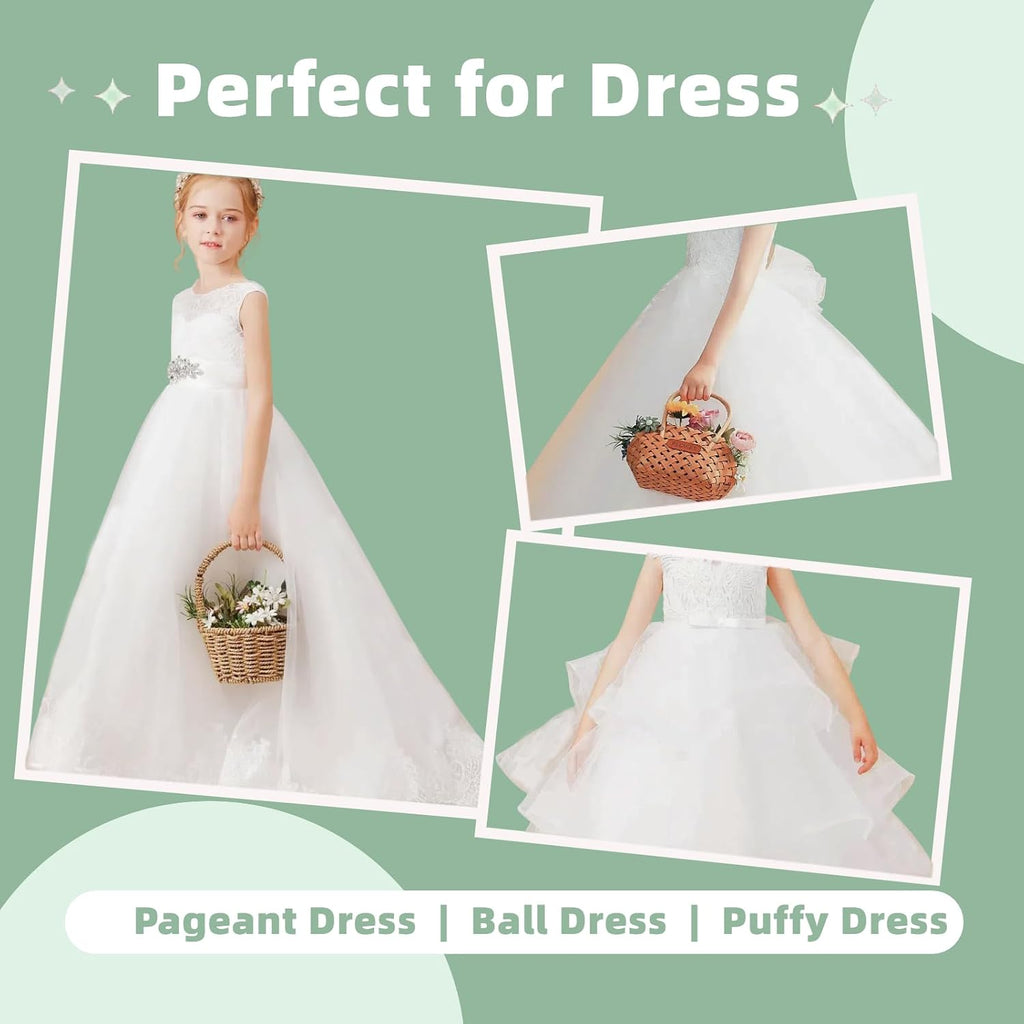 Girls Petticoat with 3 Hoops, Full Slip Crinoline Skirt for Dress