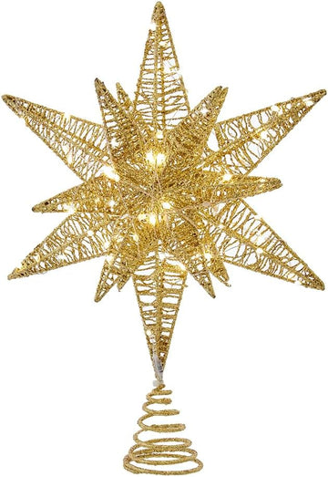 15 Inch Gold Starburst LED Treetop