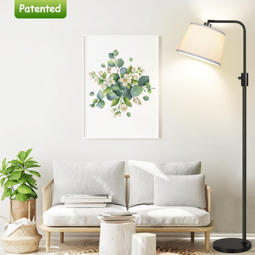 Upgraded】 Dimmable Floor Lamp, 1000 Lumens LED Bulb Included, Arc Floor Lamps Modern Standing Lamp with Linen Shade