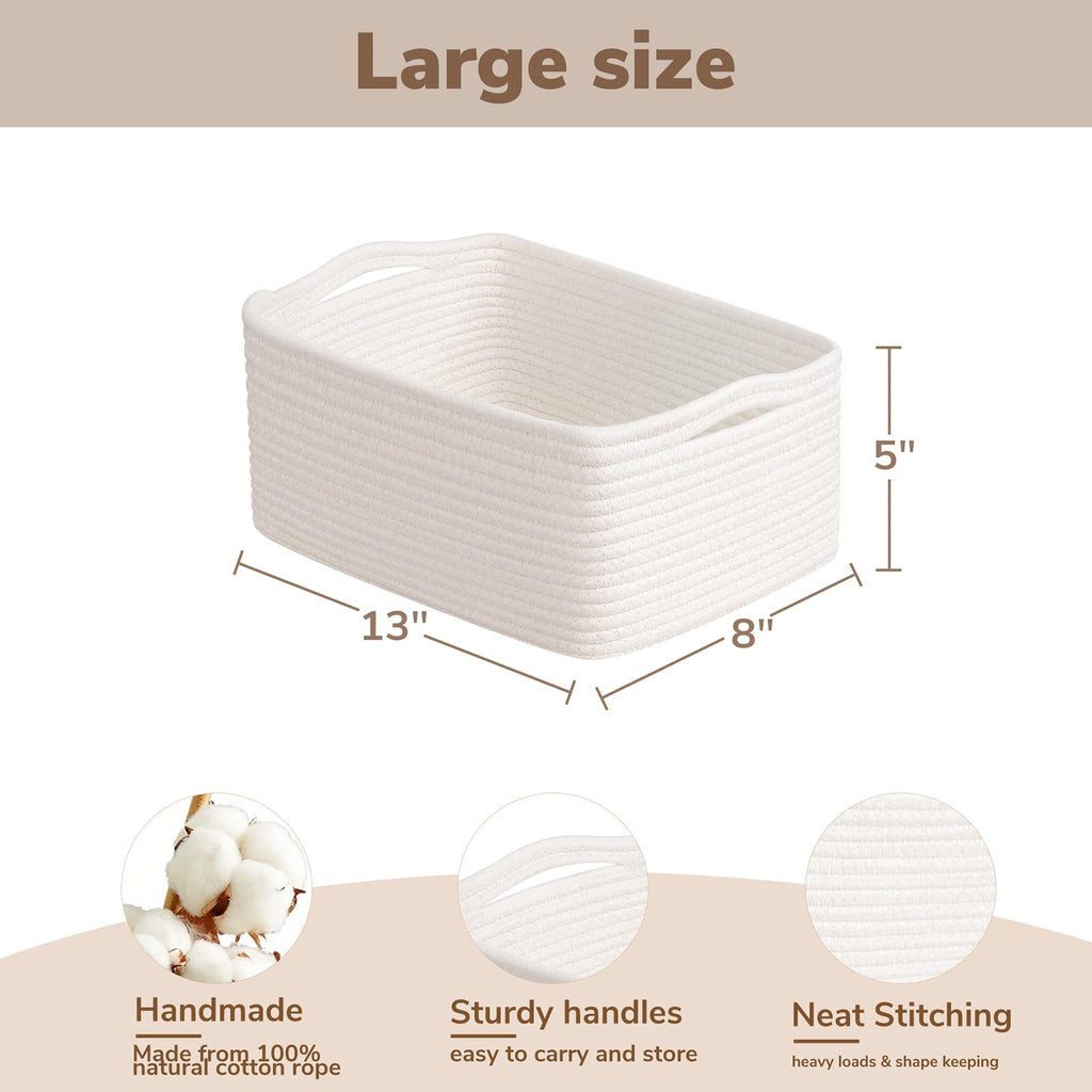 3-Pack Woven Storage Baskets for Organizing, 13 x 8 x 5 in