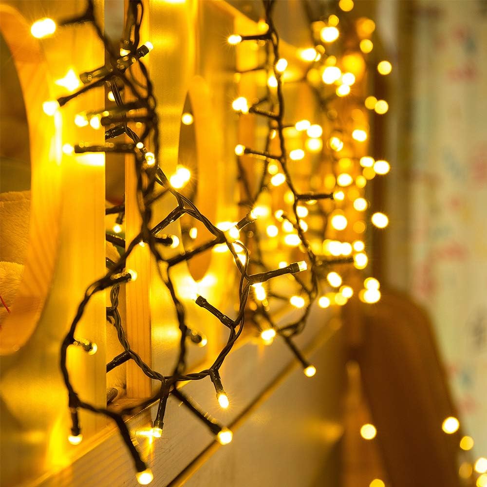 82ft 1000 LED Cluster Christmas String Lights - Dark Green Wire Tree Lights - 8 Modes Outdoor Waterproof Plug