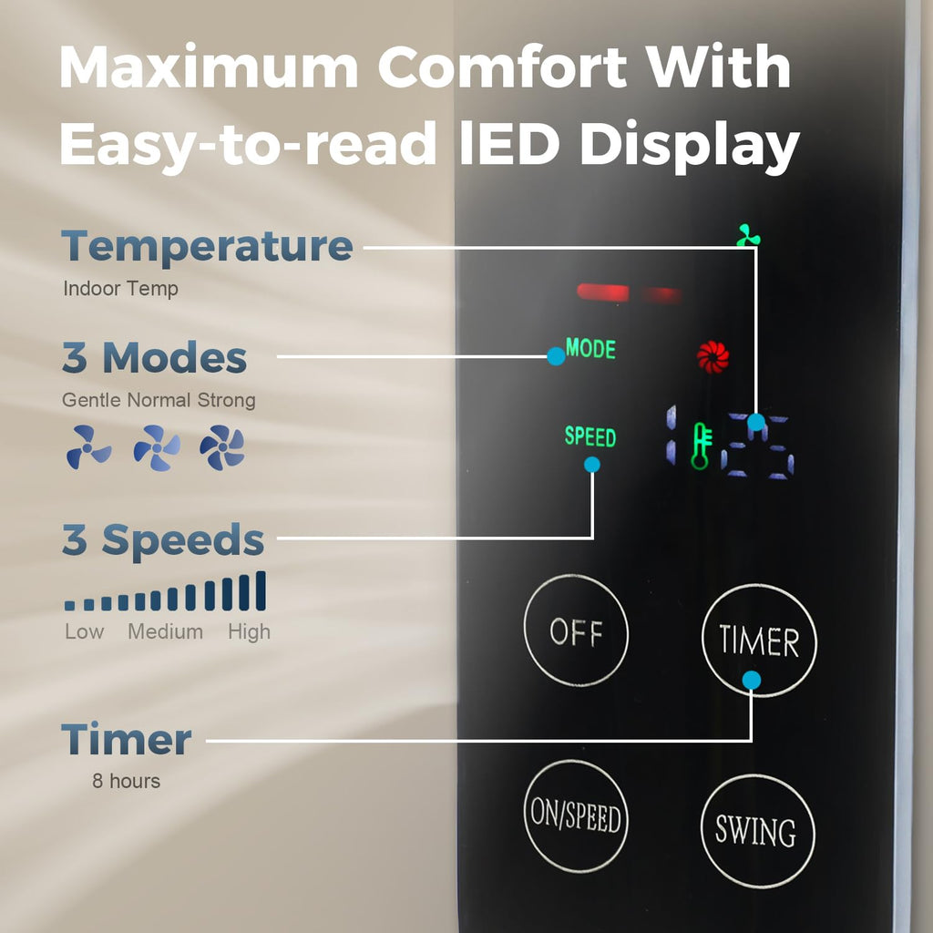 16" Pedestal Fan with Touch Screen & LED Celsius Thermometer