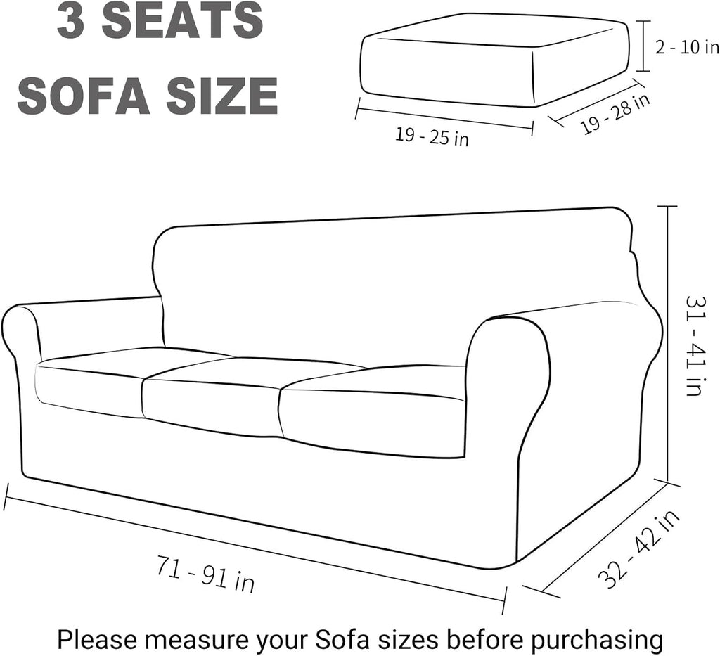 Velvet Couch Covers - Stretch Soft Sofa Slipcovers for 3 Cushion Couch - Pet Friendly and Durable Fabric for Dogs