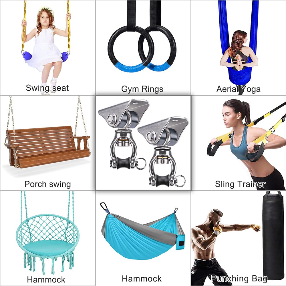 Silent Swing Hanger Heavy Duty Bearing Swing Hooks 2 Pack