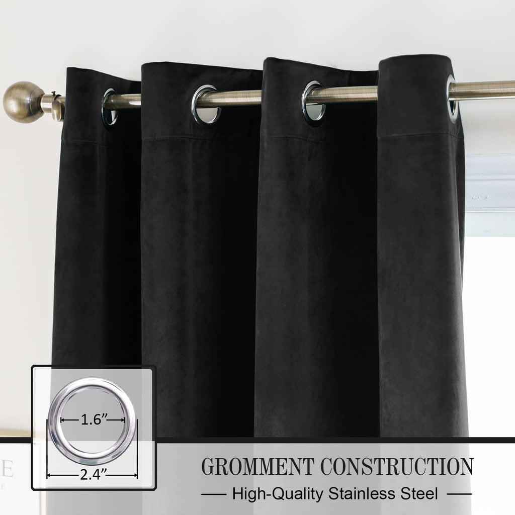 Velvet Curtains [2 Panels] Elegant Living Room Bedroom Window Drape Curtain, Grommet Eyelet Style (52" W x 95" L