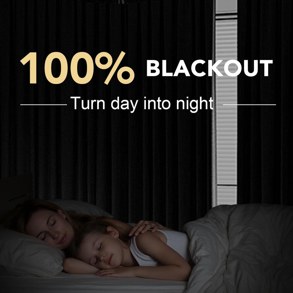 Polyester Blackout Curtains (Set of 2 Panels) 96 Inches Long, 100% Absolutely Blackout Elegant Curtains, Thermal Insulated Linen Drapes